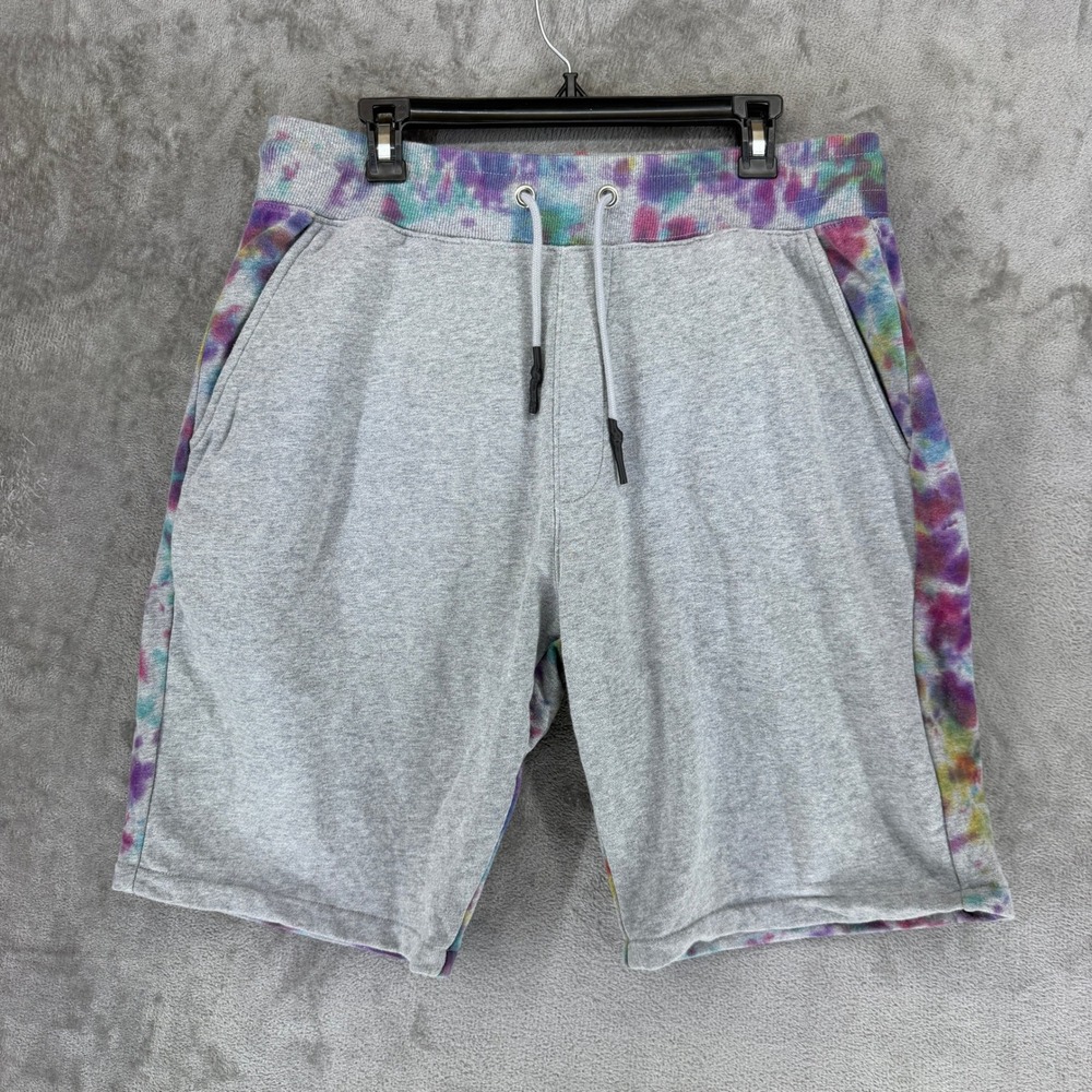 Prps Mens XL Heather Grey Tie Dye French Terry‎ Sweat Shorts E91P12SH Relaxed